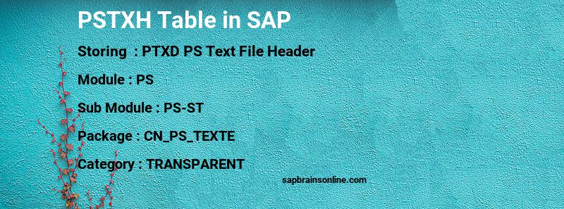 SAP PSTXH table