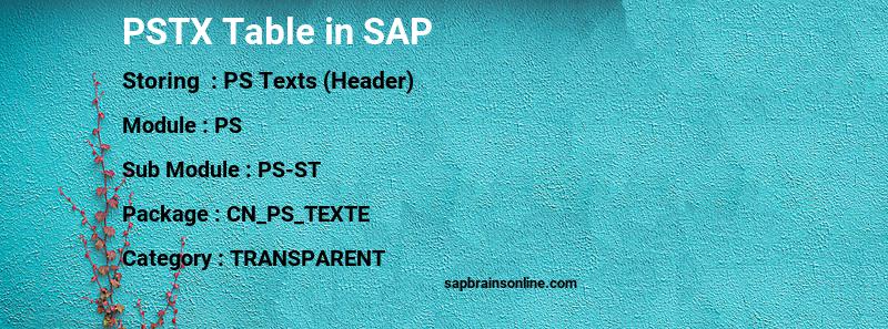 SAP PSTX table
