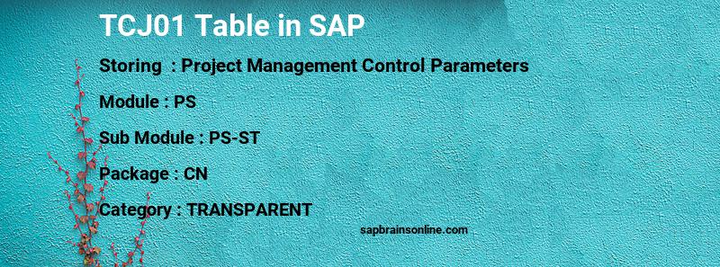 SAP TCJ01 table