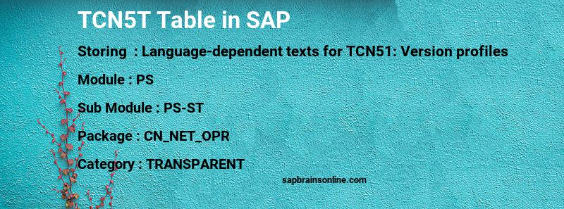 SAP TCN5T table