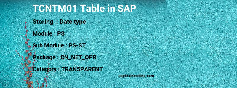 SAP TCNTM01 table