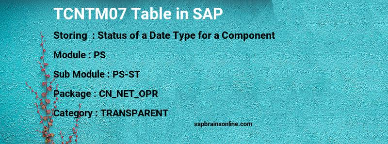 SAP TCNTM07 table