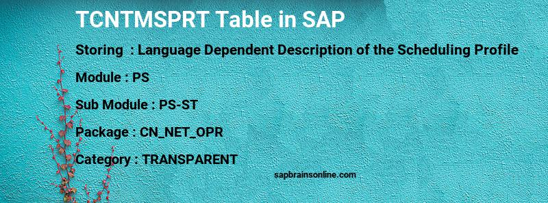 SAP TCNTMSPRT table