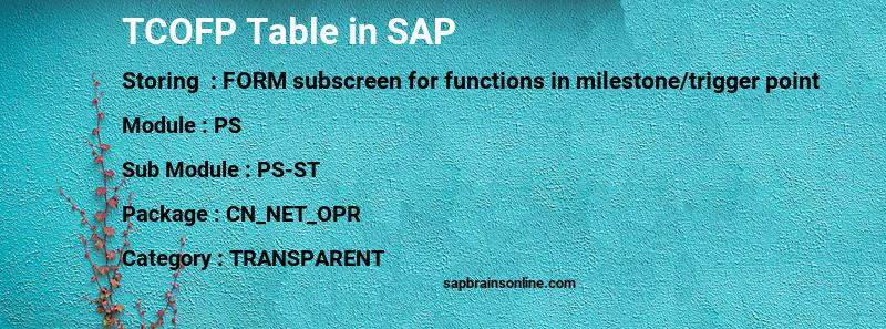 SAP TCOFP table