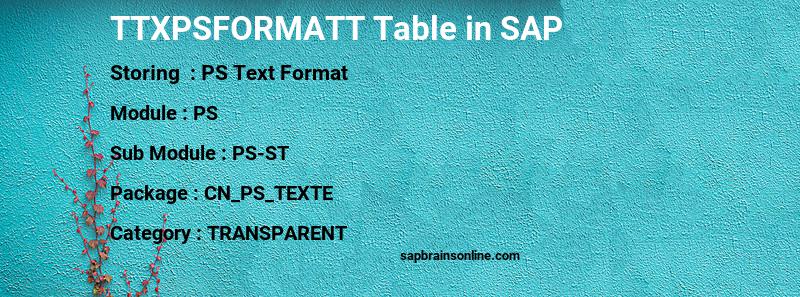 SAP TTXPSFORMATT table