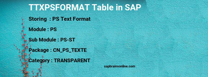 SAP TTXPSFORMAT table