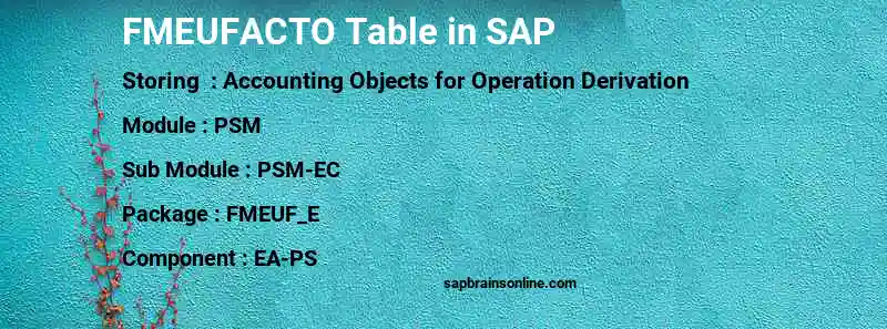 SAP FMEUFACTO table