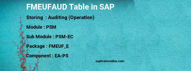 SAP FMEUFAUD table