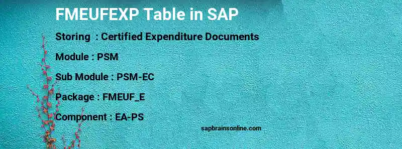 SAP FMEUFEXP table