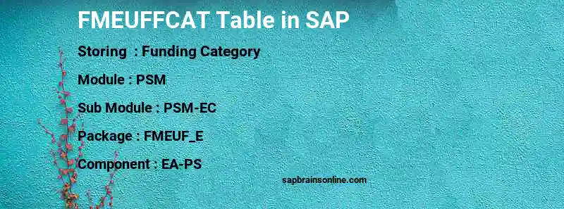 SAP FMEUFFCAT table