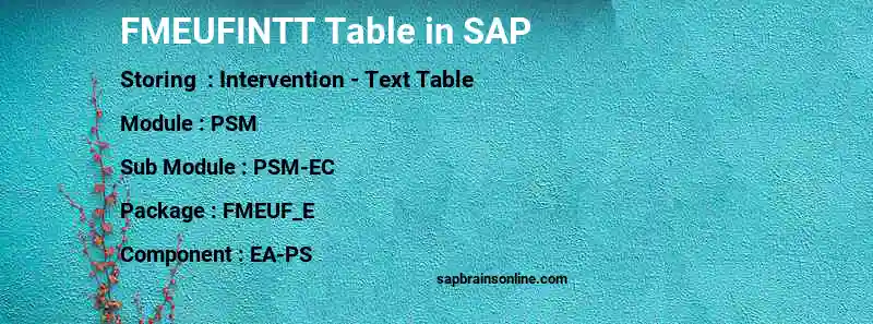 SAP FMEUFINTT table