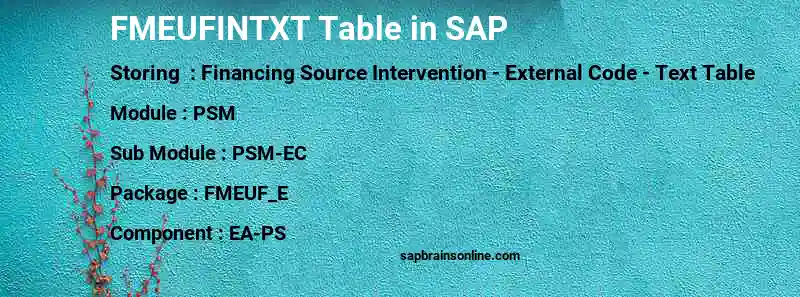 SAP FMEUFINTXT table