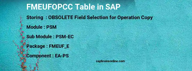 SAP FMEUFOPCC table