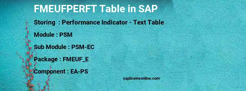 SAP FMEUFPERFT table