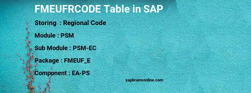 SAP FMEUFRCODE table