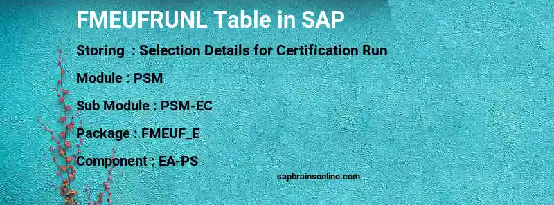 SAP FMEUFRUNL table