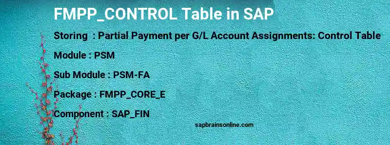 SAP FMPP_CONTROL table