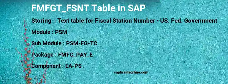 SAP FMFGT_FSNT table