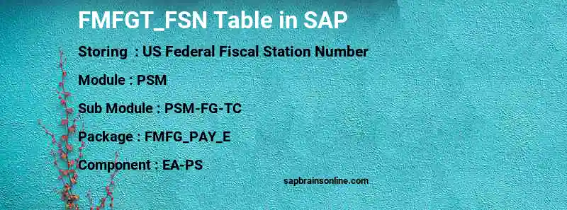SAP FMFGT_FSN table