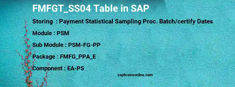 SAP FMFGT_SS04 table