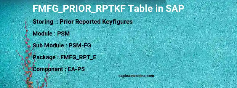 SAP FMFG_PRIOR_RPTKF table