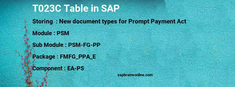 SAP T023C table