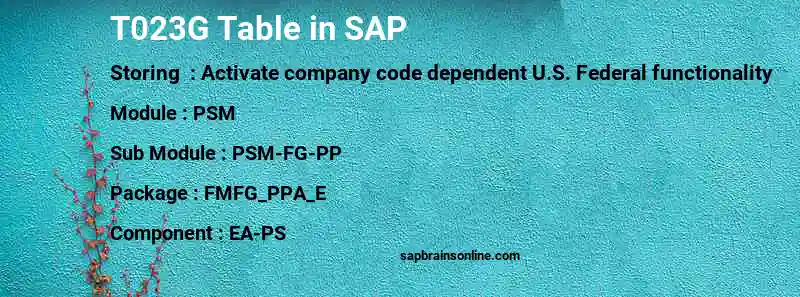 SAP T023G table