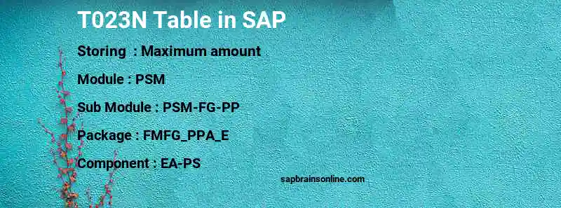 SAP T023N table