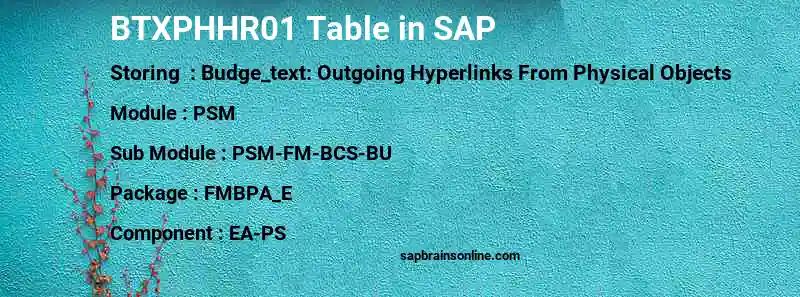 SAP BTXPHHR01 table