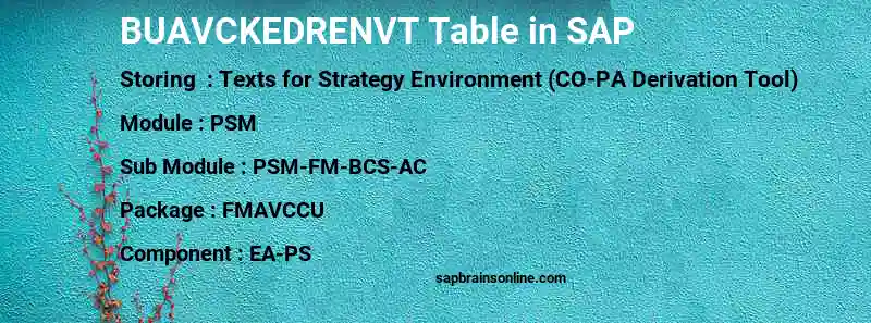 SAP BUAVCKEDRENVT table