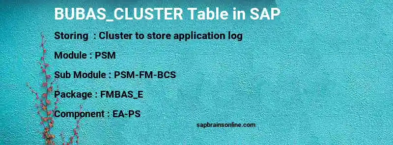 SAP BUBAS_CLUSTER table