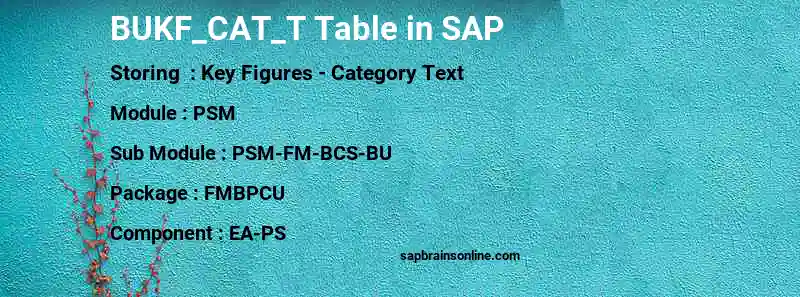 SAP BUKF_CAT_T table