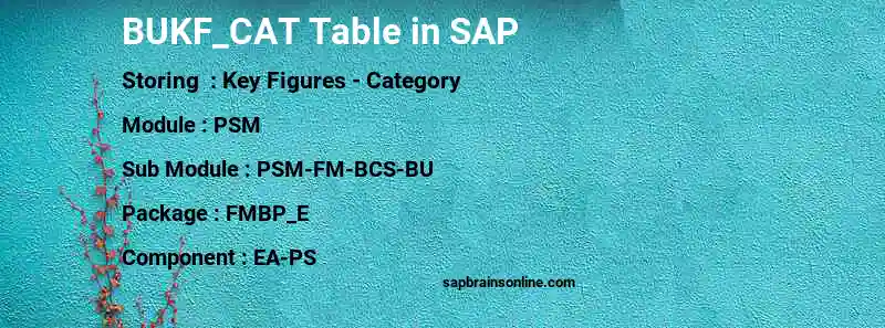 SAP BUKF_CAT table