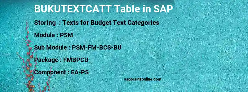 SAP BUKUTEXTCATT table