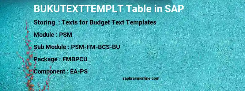 SAP BUKUTEXTTEMPLT table