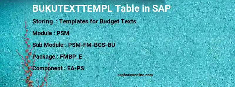 SAP BUKUTEXTTEMPL table