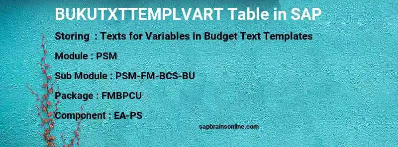 SAP BUKUTXTTEMPLVART table