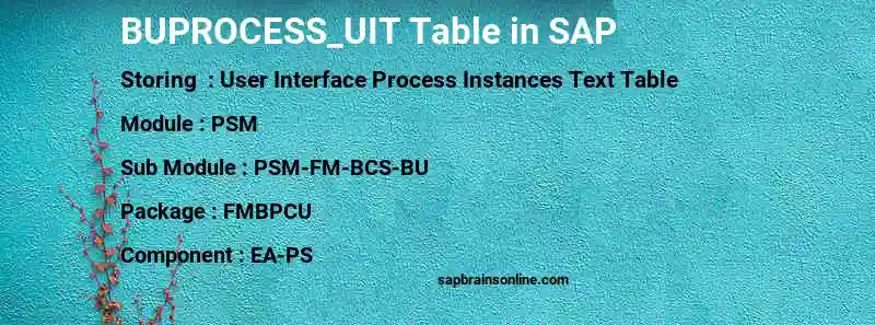 SAP BUPROCESS_UIT table