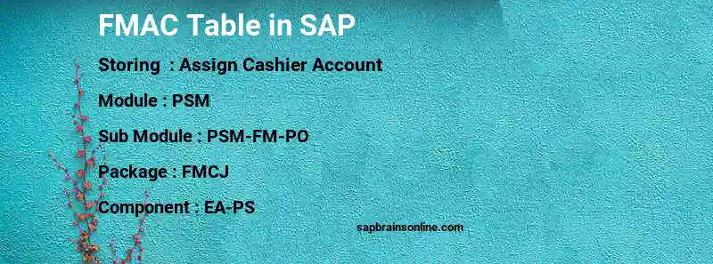 SAP FMAC table