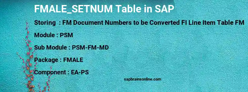 SAP FMALE_SETNUM table
