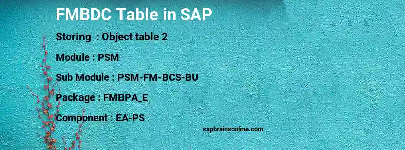 SAP FMBDC table