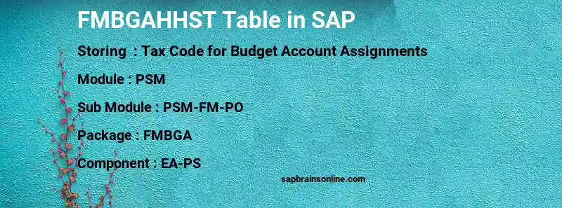 SAP FMBGAHHST table