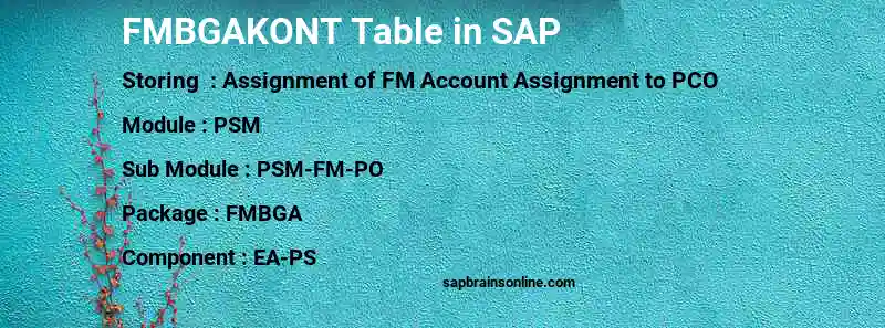 SAP FMBGAKONT table