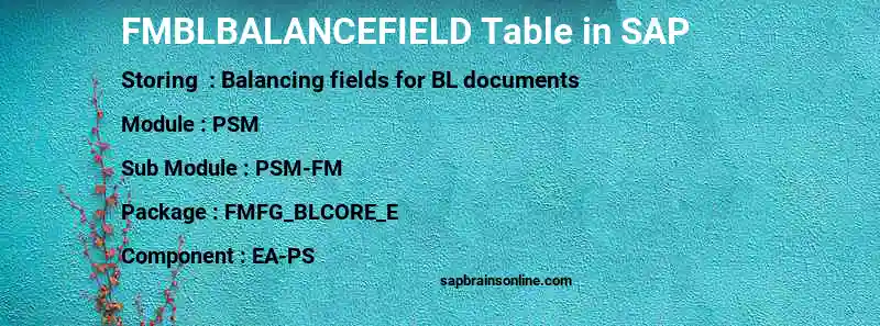 SAP FMBLBALANCEFIELD table