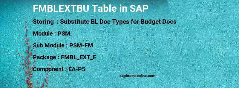 SAP FMBLEXTBU table