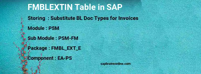 SAP FMBLEXTIN table