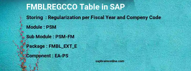 SAP FMBLREGCCO table
