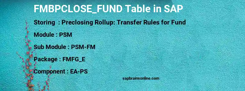 SAP FMBPCLOSE_FUND table