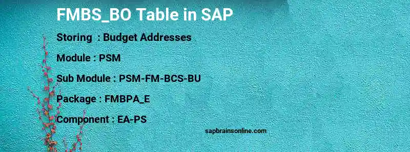SAP FMBS_BO table