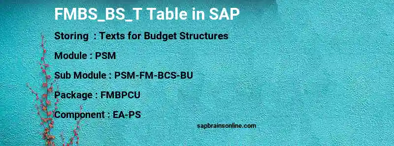 SAP FMBS_BS_T table